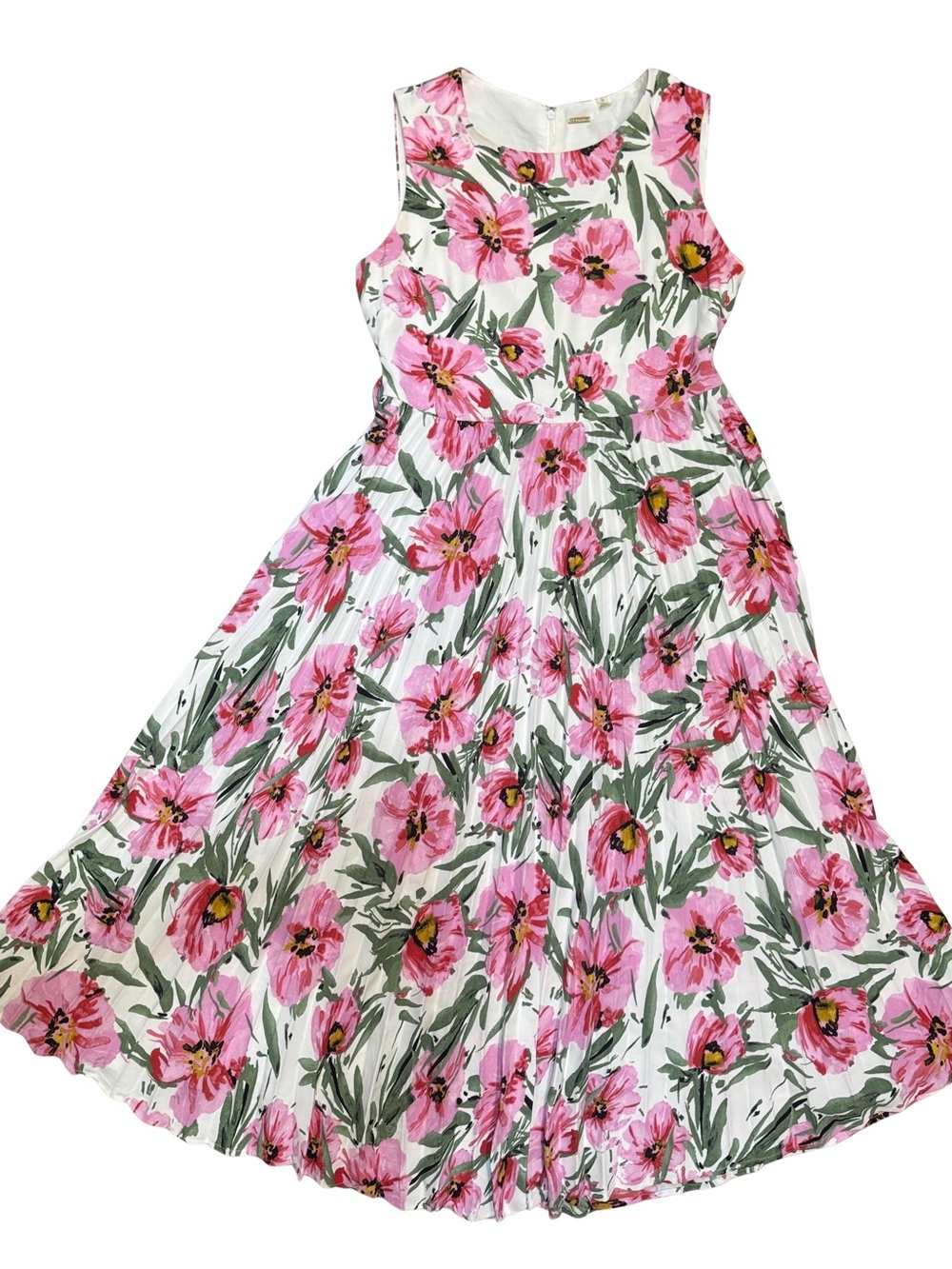 Tahari White Midi Dress with Pink Floral Print